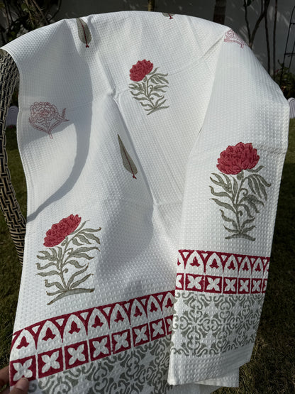 Eden Bloom HandBlock Waffle Bath Towel