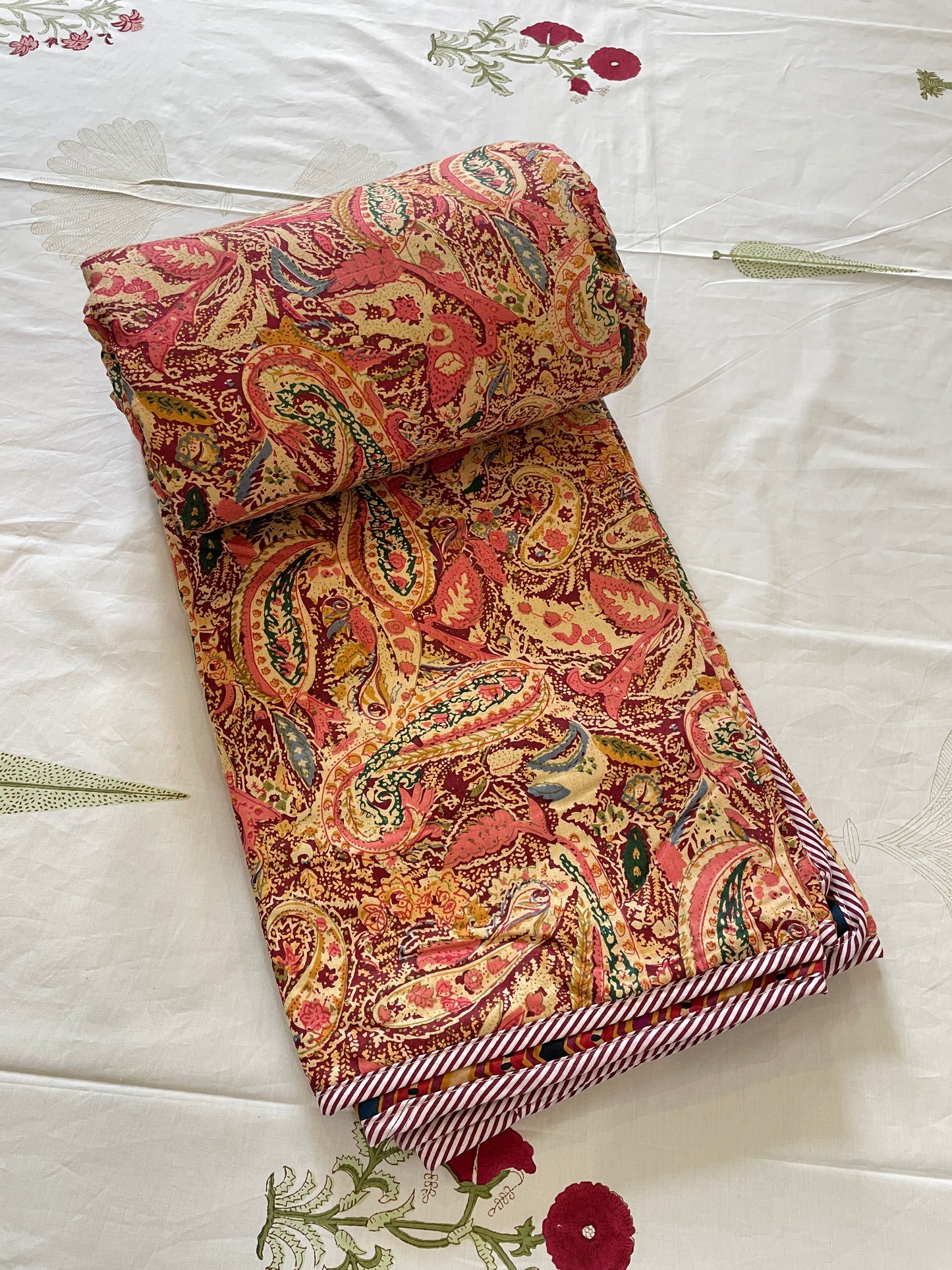 Paisley Soft Mulmul Cotton Screen Printed Double Bed Dohars