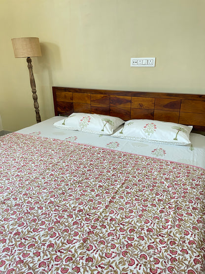 Mughal Garden Soft Mulmul Cotton Screen Printed Double Bed Dohars