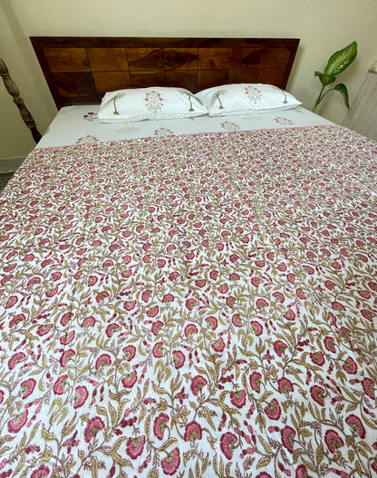 Mughal Garden Soft Mulmul Cotton Screen Printed Double Bed Dohars