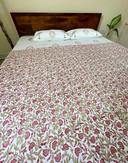 Mughal Garden Soft Mulmul Cotton Screen Printed Double Bed Dohars