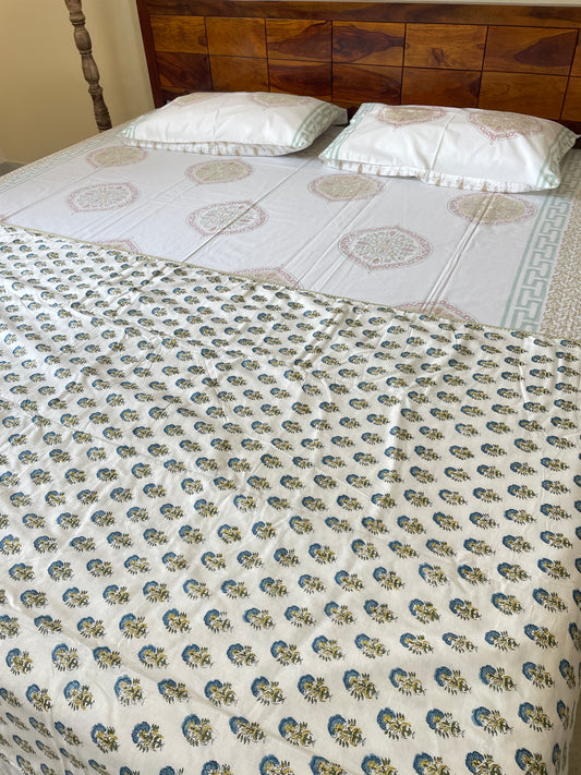Booti Soft Mulmul Cotton Screen Printed Double Bed Dohars