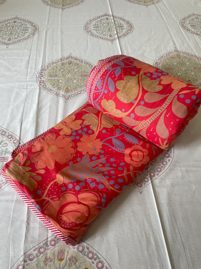 Bohomein Floral Soft Mulmul Cotton Screen Printed Double Bed Dohars