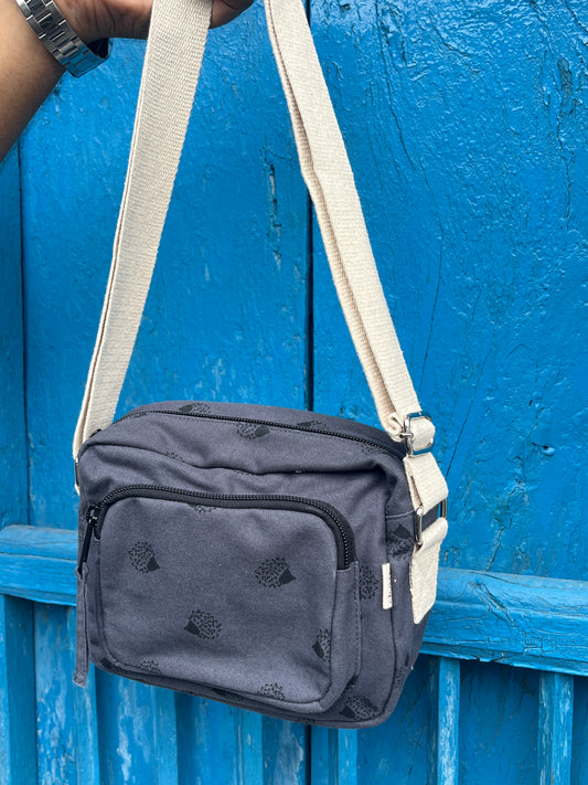 Dark Blue Cotton Canvas Multi-pocket Crossbody Sling – Travel Light, Stay Stylish