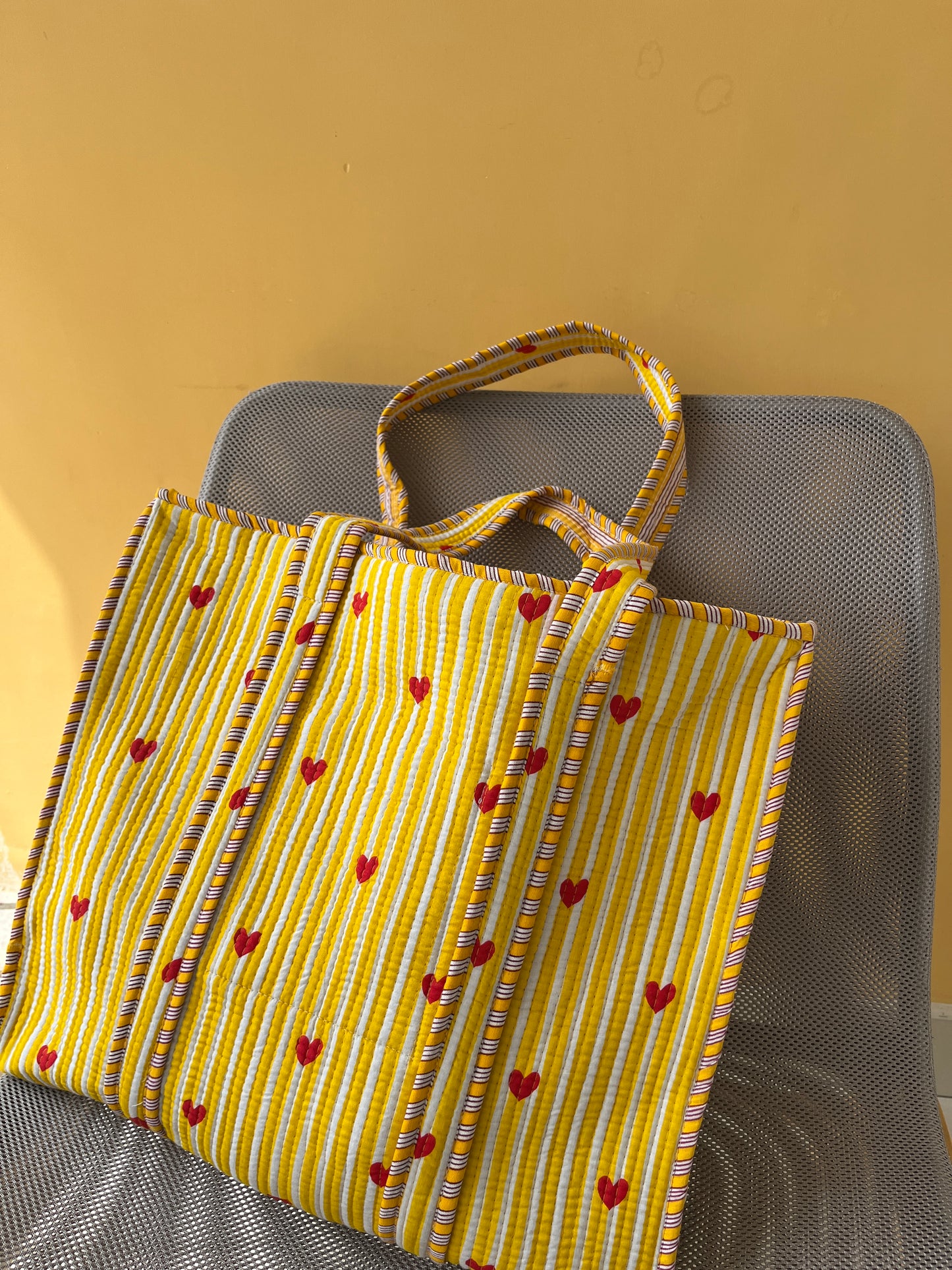 Aurelia Horizontal Cotton Quilted Tote Bag