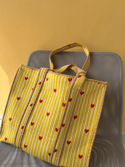 Aurelia Horizontal Cotton Quilted Tote Bag