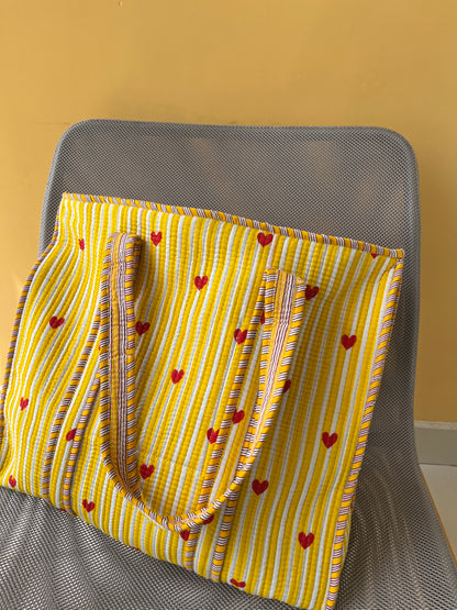 Aurelia Horizontal Cotton Quilted Tote Bag