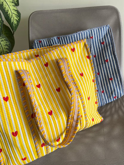 Aurelia Horizontal Cotton Quilted Tote Bag