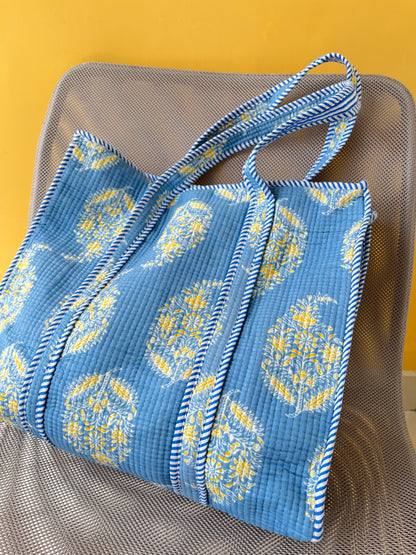 Paisely Horizontal Cotton Quilted Tote Bag