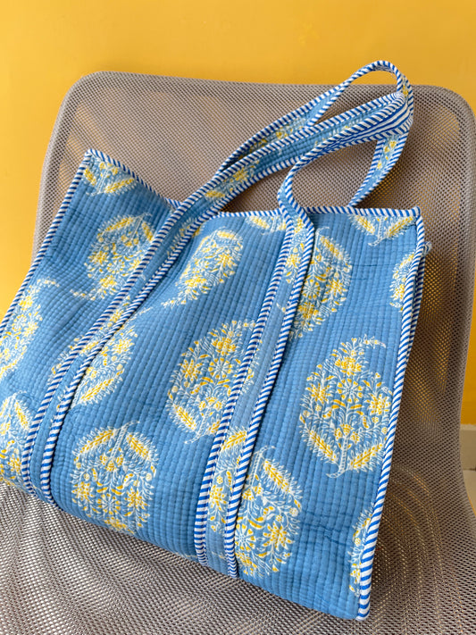 Paisely Horizontal Cotton Quilted Tote Bag