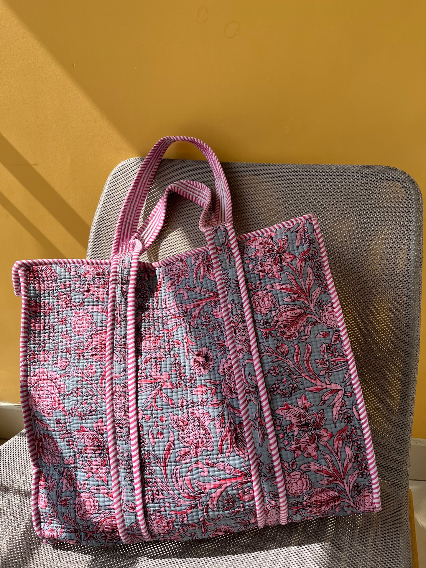 Duskwine Horizontal Cotton Quilted Tote Bag