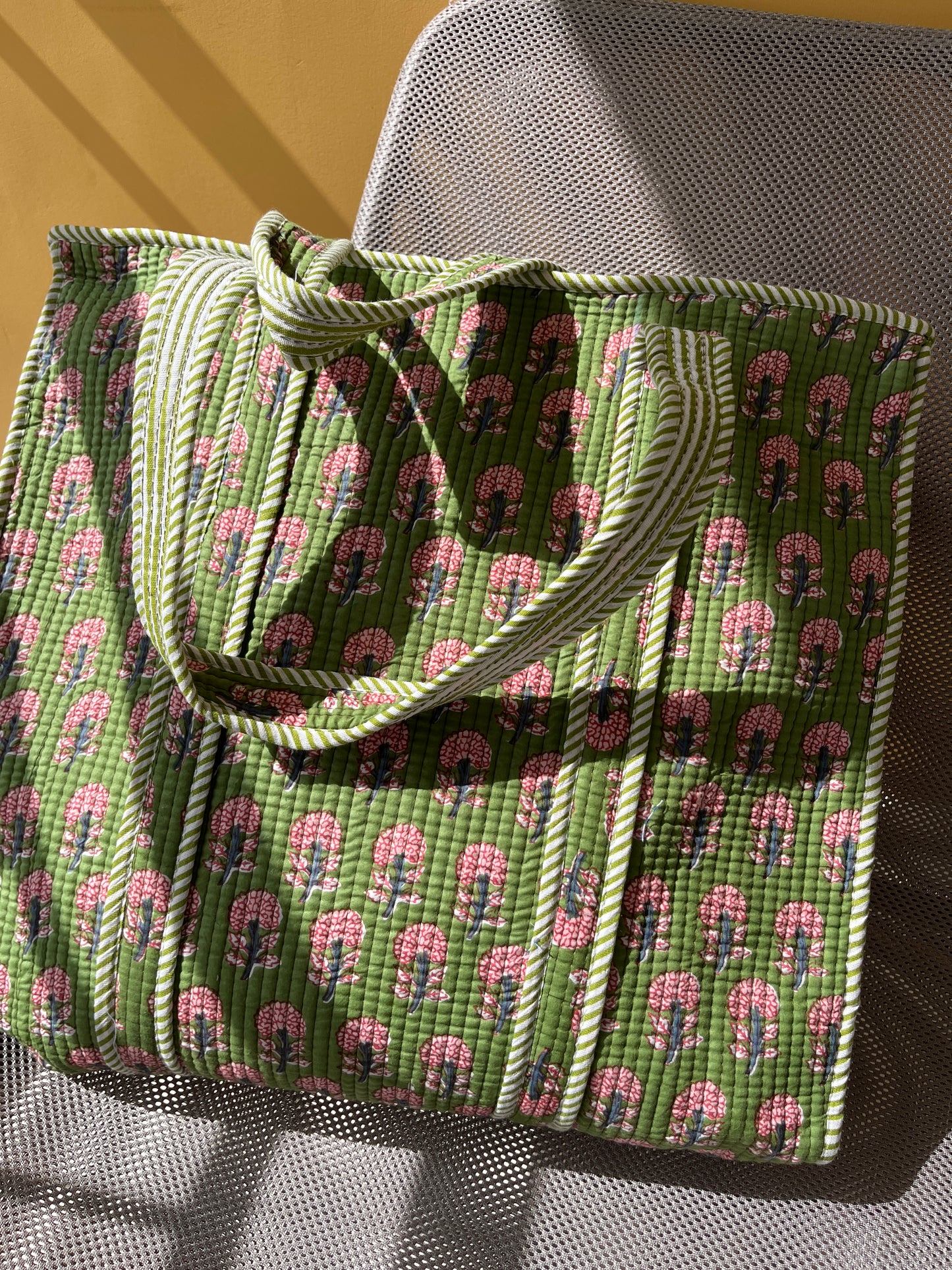 Fern Horizontal Cotton Quilted Tote Bag