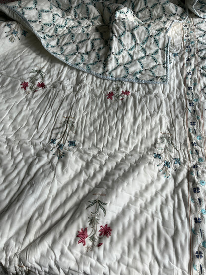 Mughal Print Handblock Single Bed Quilt (60”*90”)