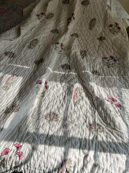 Rossy Handblock Single Bed Quilt (60”*90”)