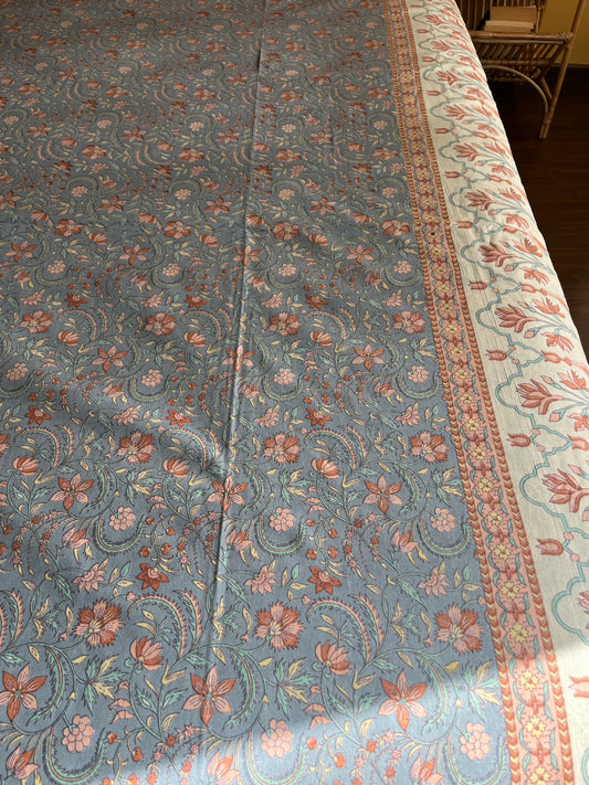 Misty Morning Bloom Cotton Queen Size Bedsheet with 2 Pillow Covers (90”*108”)