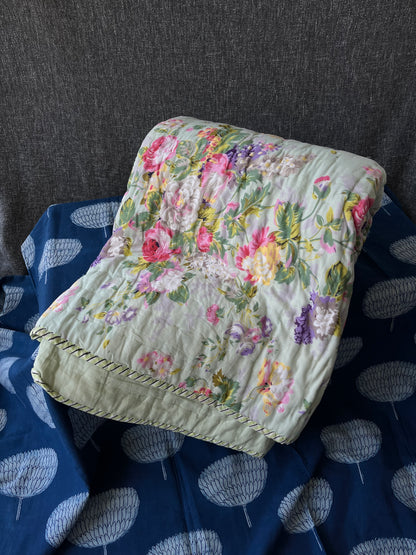 Multicolour Handblock Single Bed Quilt (60”*90”)
