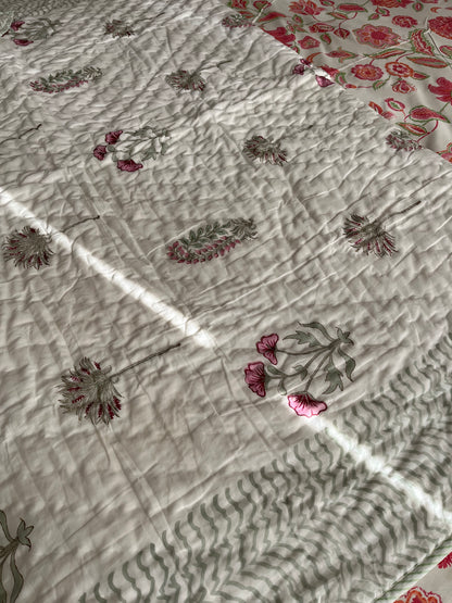 Rossy Handblock Single Bed Quilt (60”*90”)
