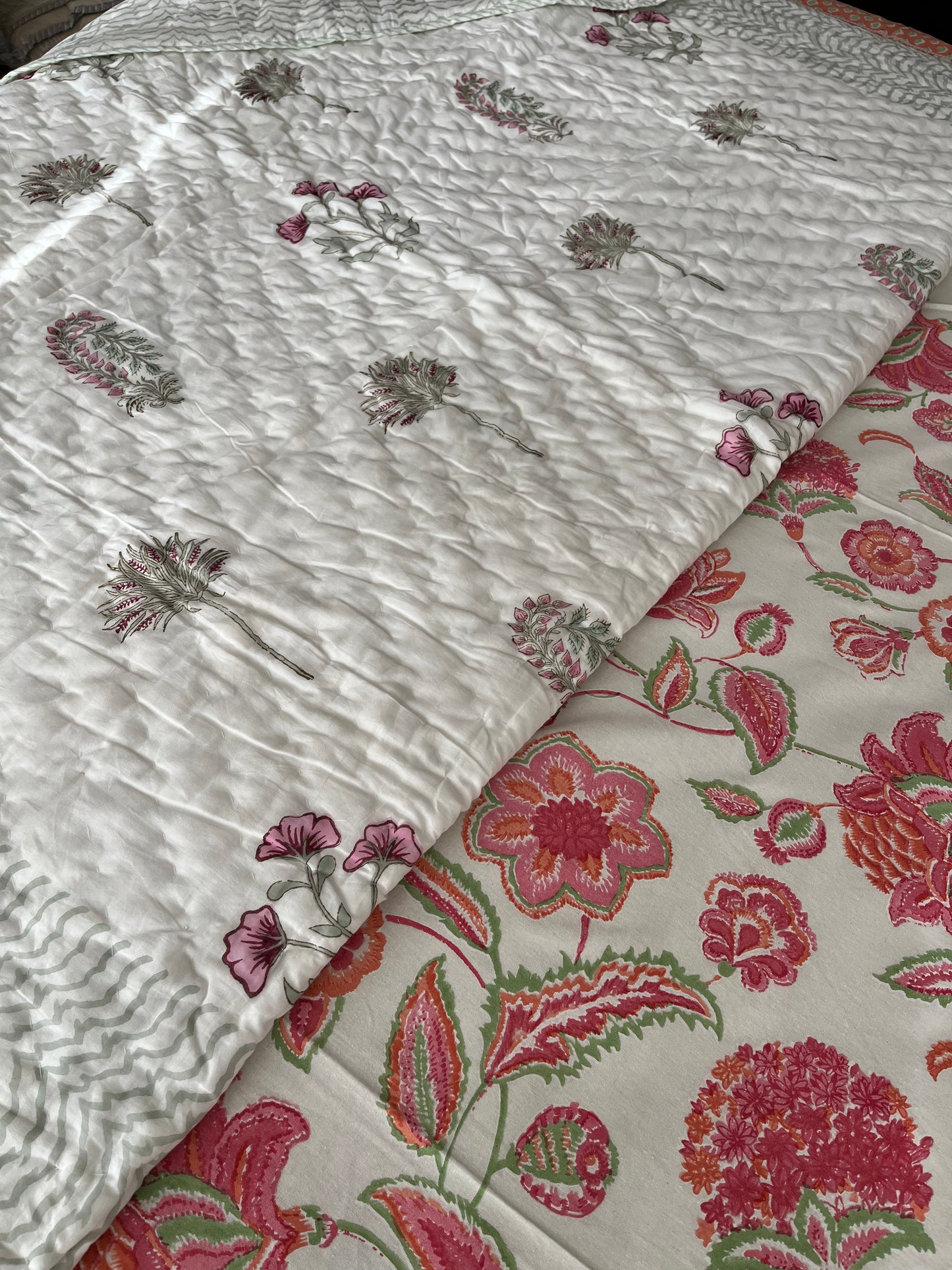 Rossy Handblock Single Bed Quilt (60”*90”)