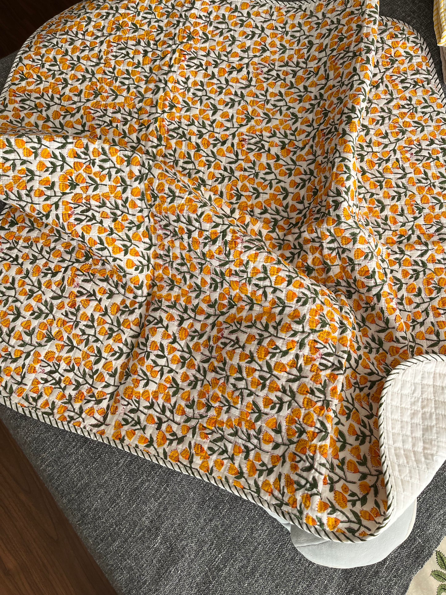 Flower Sprinkles Handblock Baby Quilt (40”*60”)