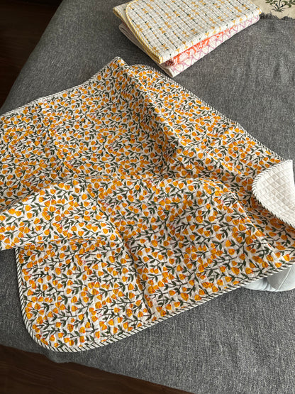 Flower Sprinkles Handblock Baby Quilt (40”*60”)