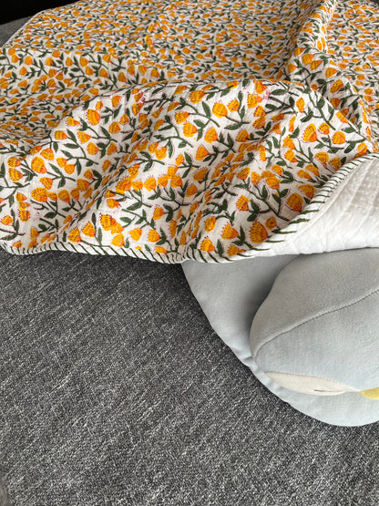 Flower Sprinkles Handblock Baby Quilt (40”*60”)