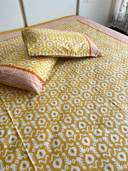 Spring Cotton Queen Size Bedsheet with 2 Pillow Covers (90”*108”)