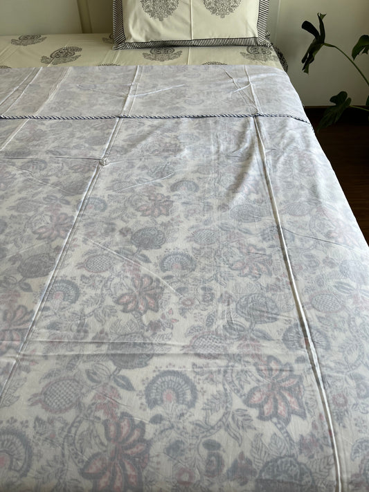 Vintage Floral HandBlock Cotton Single Bed Dohar (60”*90”)