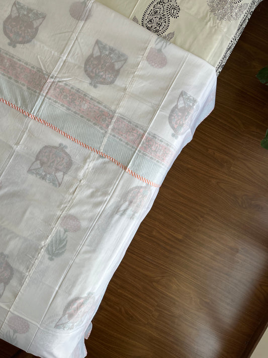 Blossom Grove HandBlock Cotton Single Bed Dohar (60”*90”)
