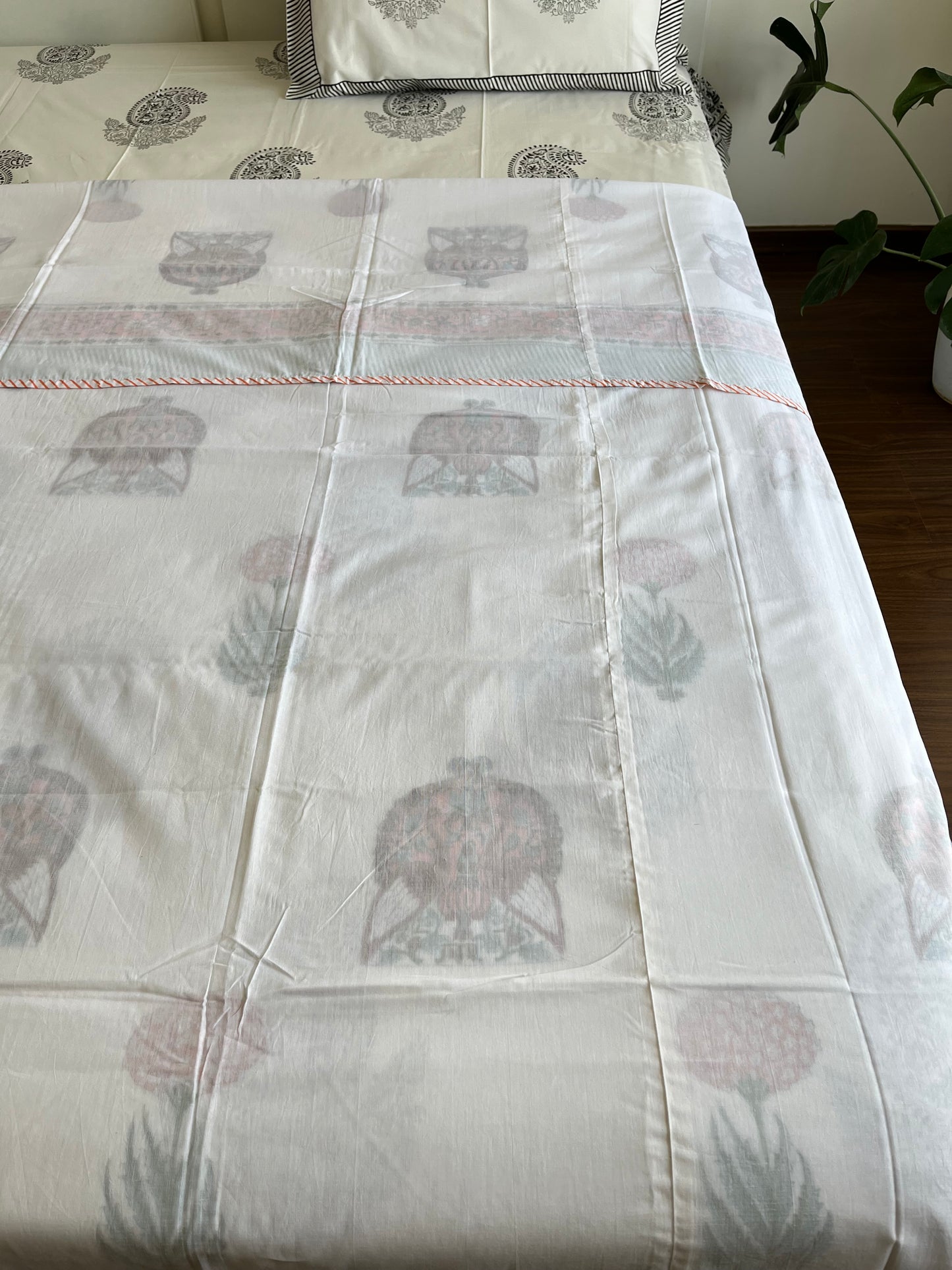 Blossom Grove HandBlock Cotton Single Bed Dohar (60”*90”)