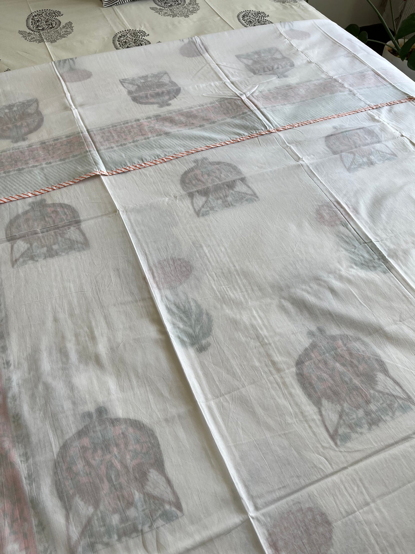 Blossom Grove HandBlock Cotton Single Bed Dohar (60”*90”)