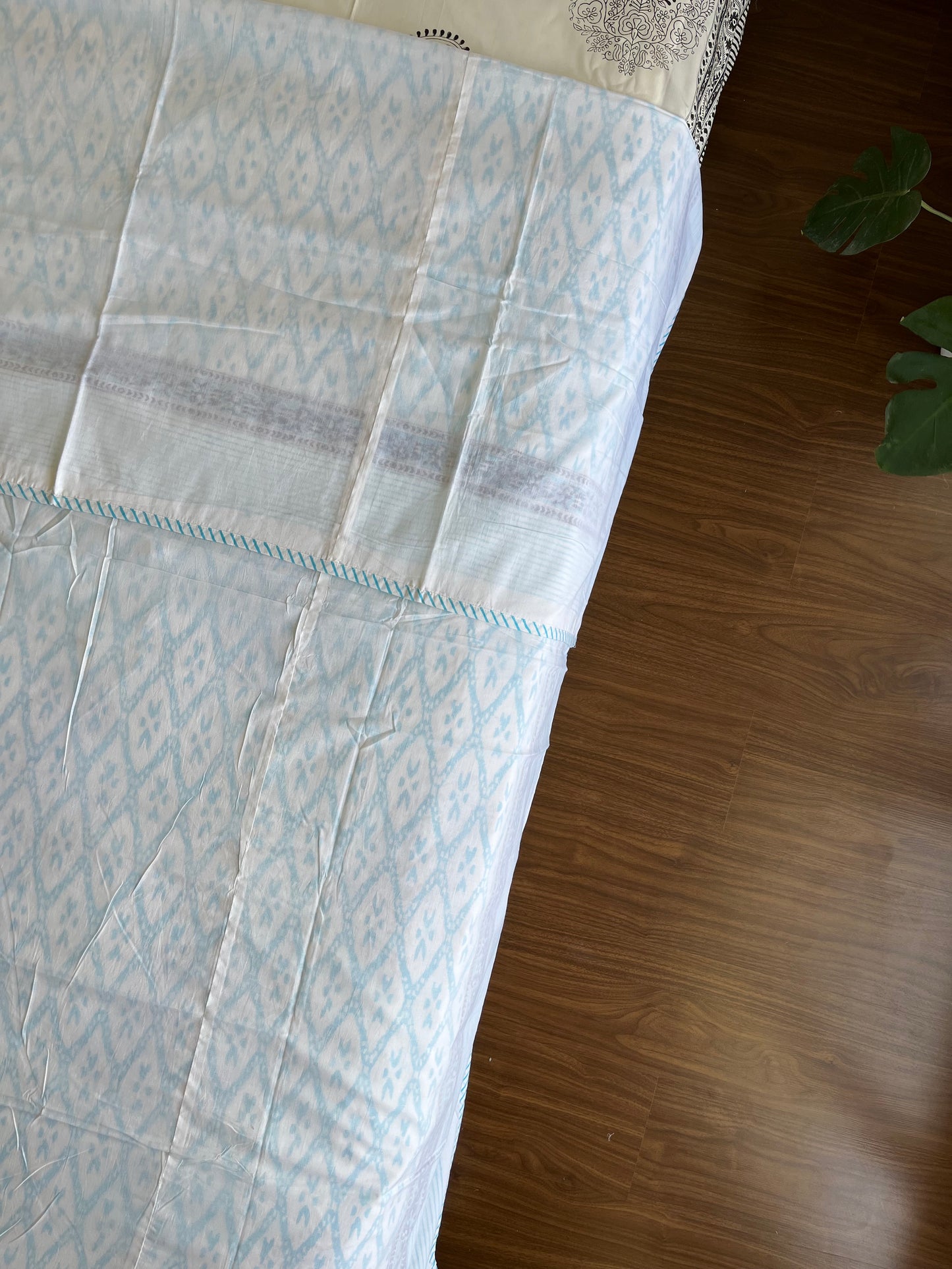 Serene Sky HandBlock Cotton Single Bed Dohar (60”*90”)