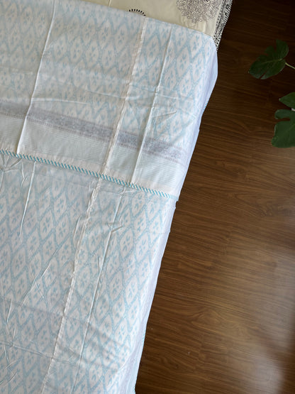 Serene Sky HandBlock Cotton Single Bed Dohar (60”*90”)
