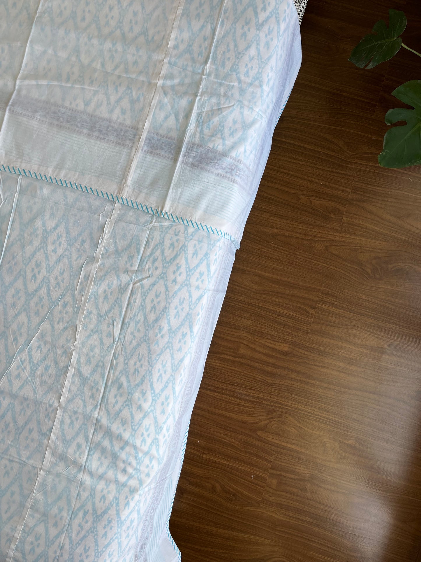 Serene Sky HandBlock Cotton Single Bed Dohar (60”*90”)