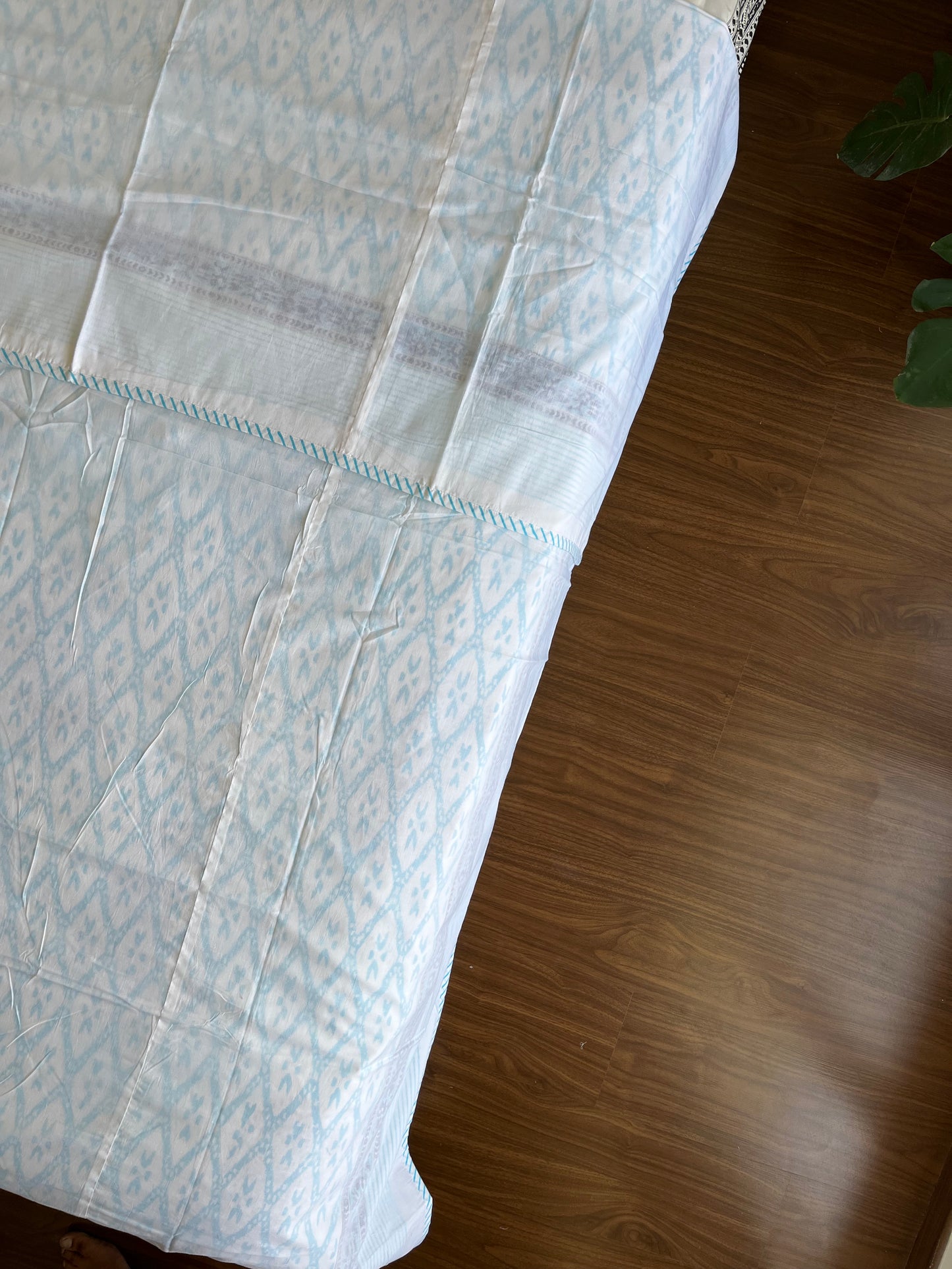 Serene Sky HandBlock Cotton Single Bed Dohar (60”*90”)