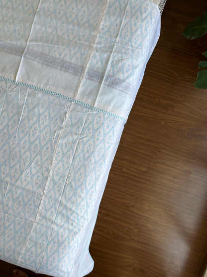 Serene Sky HandBlock Cotton Single Bed Dohar (60”*90”)