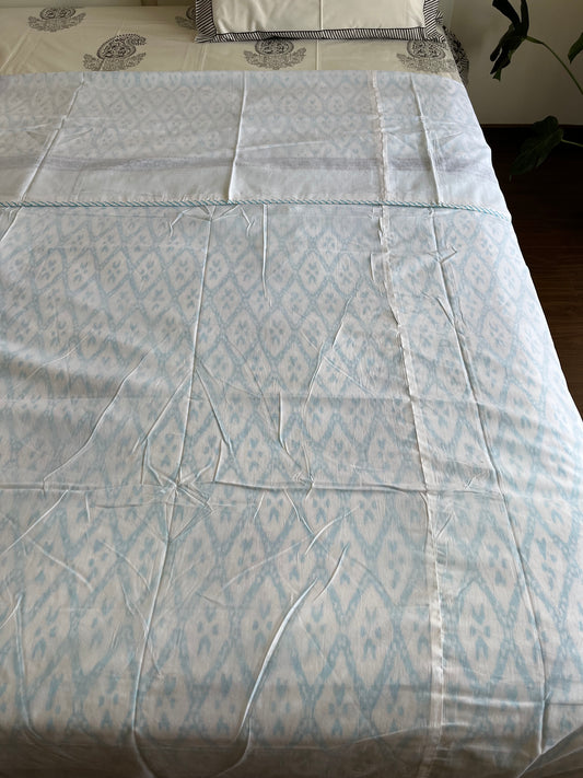 Serene Sky HandBlock Cotton Single Bed Dohar (60”*90”)