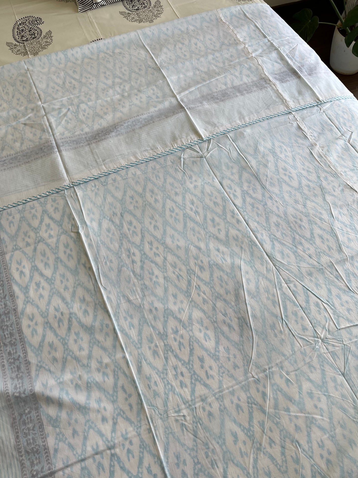 Serene Sky HandBlock Cotton Single Bed Dohar (60”*90”)