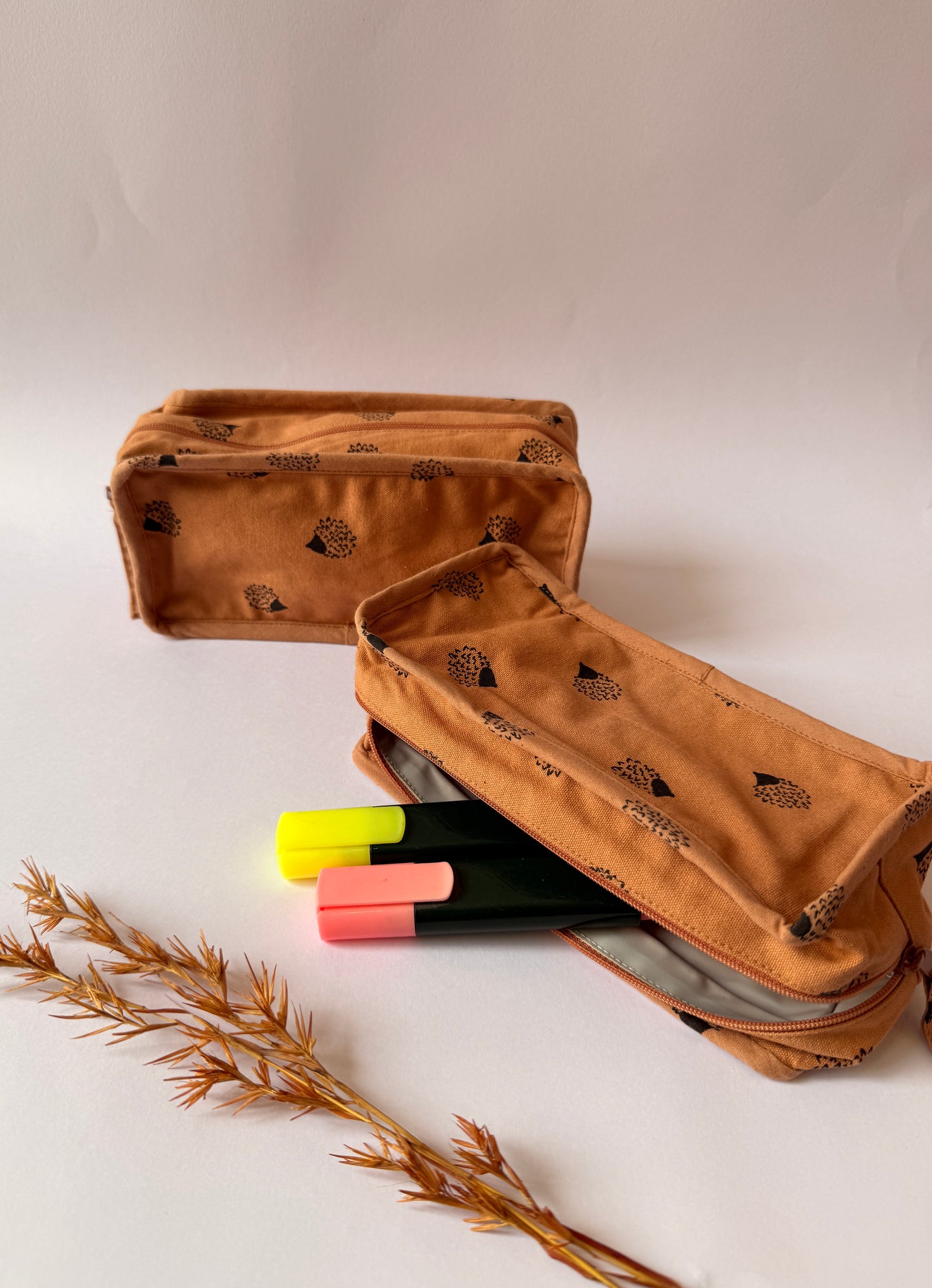 Tan Brown Cotton Canvas Box Pouch – Compact Storage with a Sharp Edge