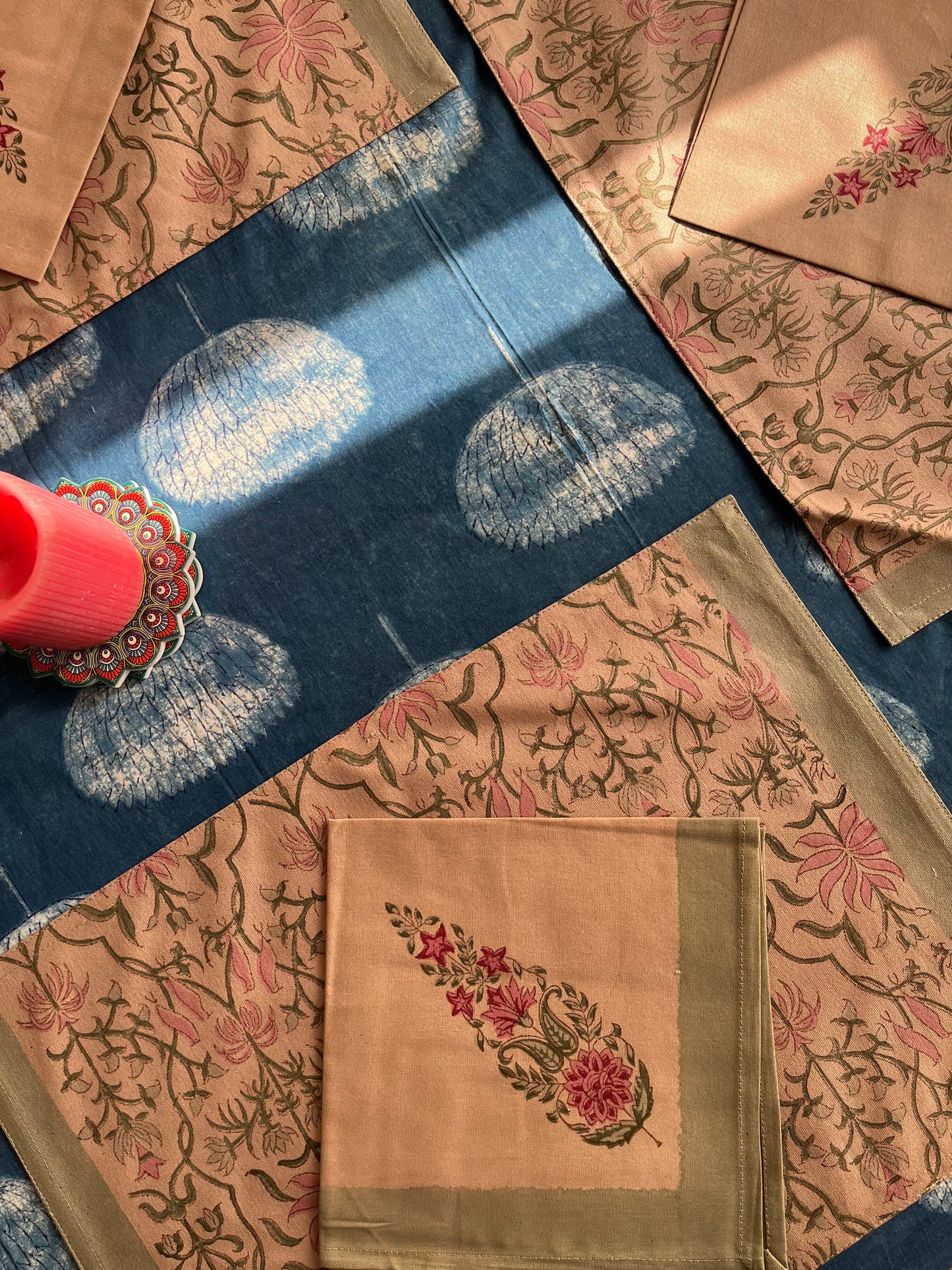 Vintage Charm HandBlock Dining Mat & Napkin Set of 6