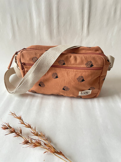 Tan Brown Cotton Canvas Horizontal Sling with Front & Inside Pocket – Sleek, Secure & Always Ready