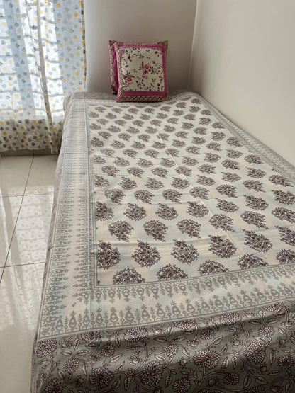 Floral Geometrical Single Bedsheet without Pillow Cover (60”*90”)