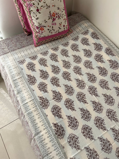 Floral Geometrical Single Bedsheet without Pillow Cover (60”*90”)