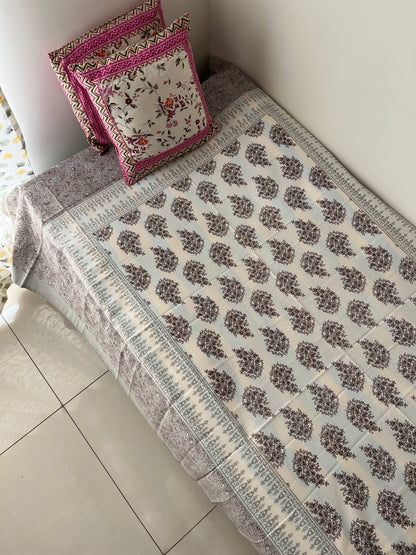 Floral Geometrical Single Bedsheet without Pillow Cover (60”*90”)