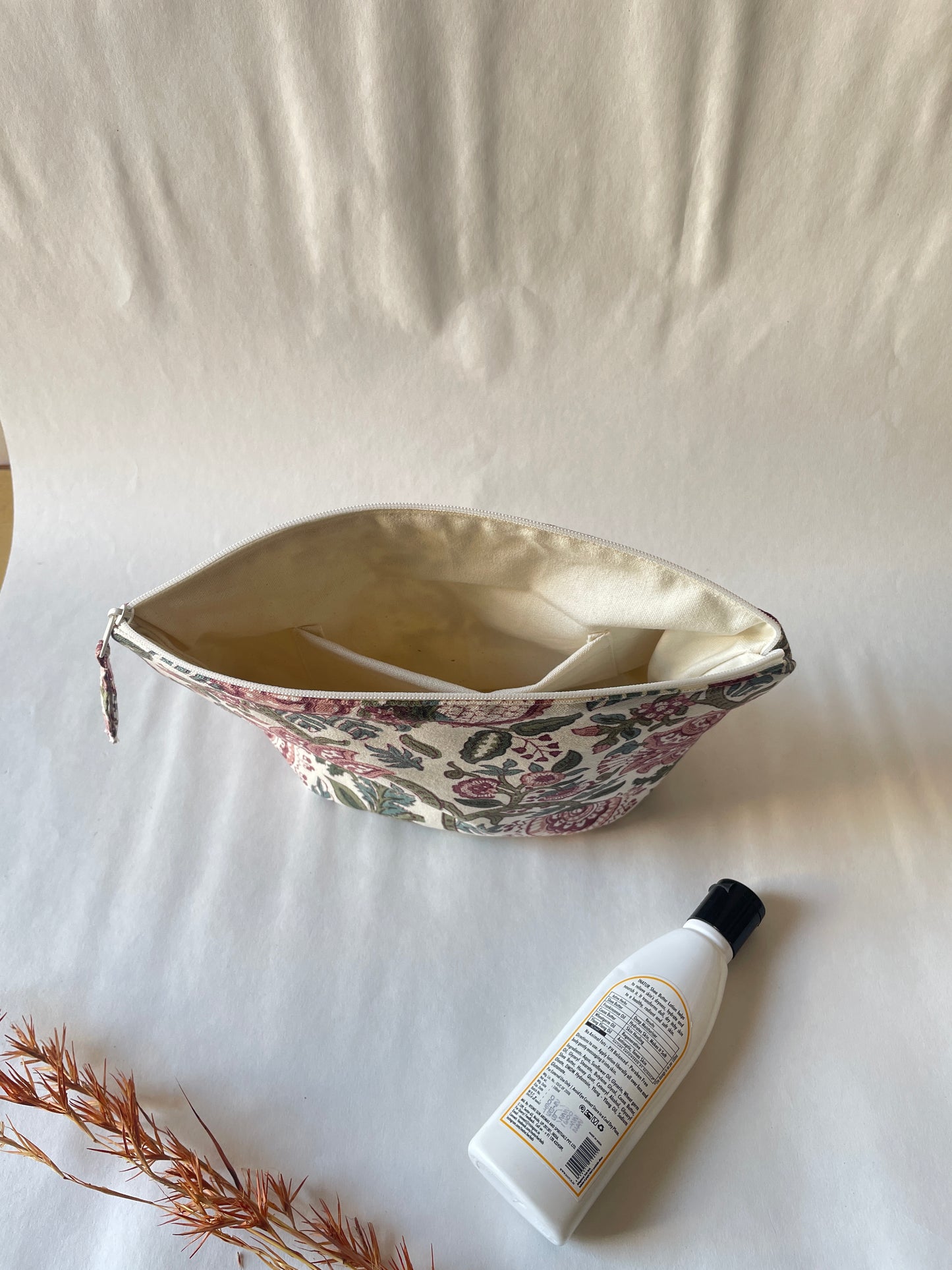 Multicolour floral Cotton Canvas Big Pouch