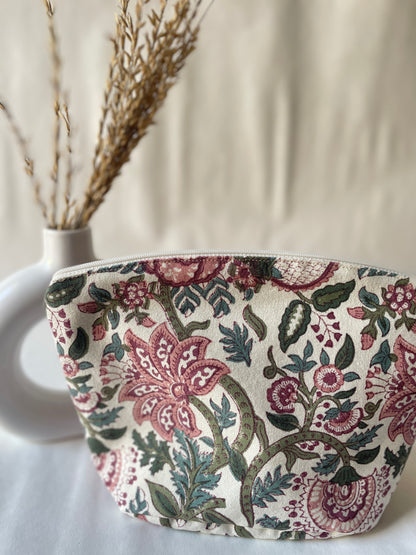 Multicolour floral Cotton Canvas Big Pouch