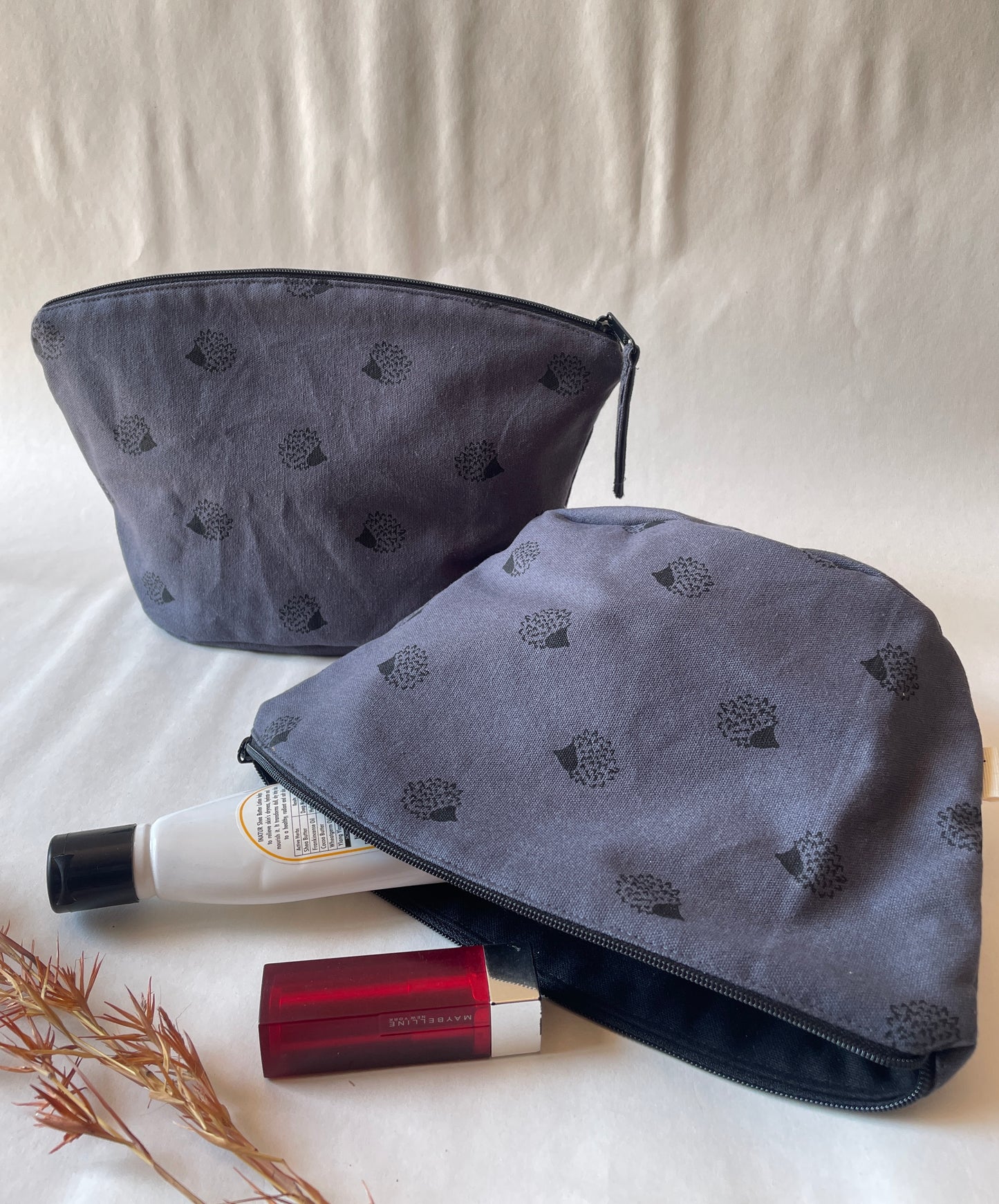 Dark Blue Cotton Canvas Big Pouch