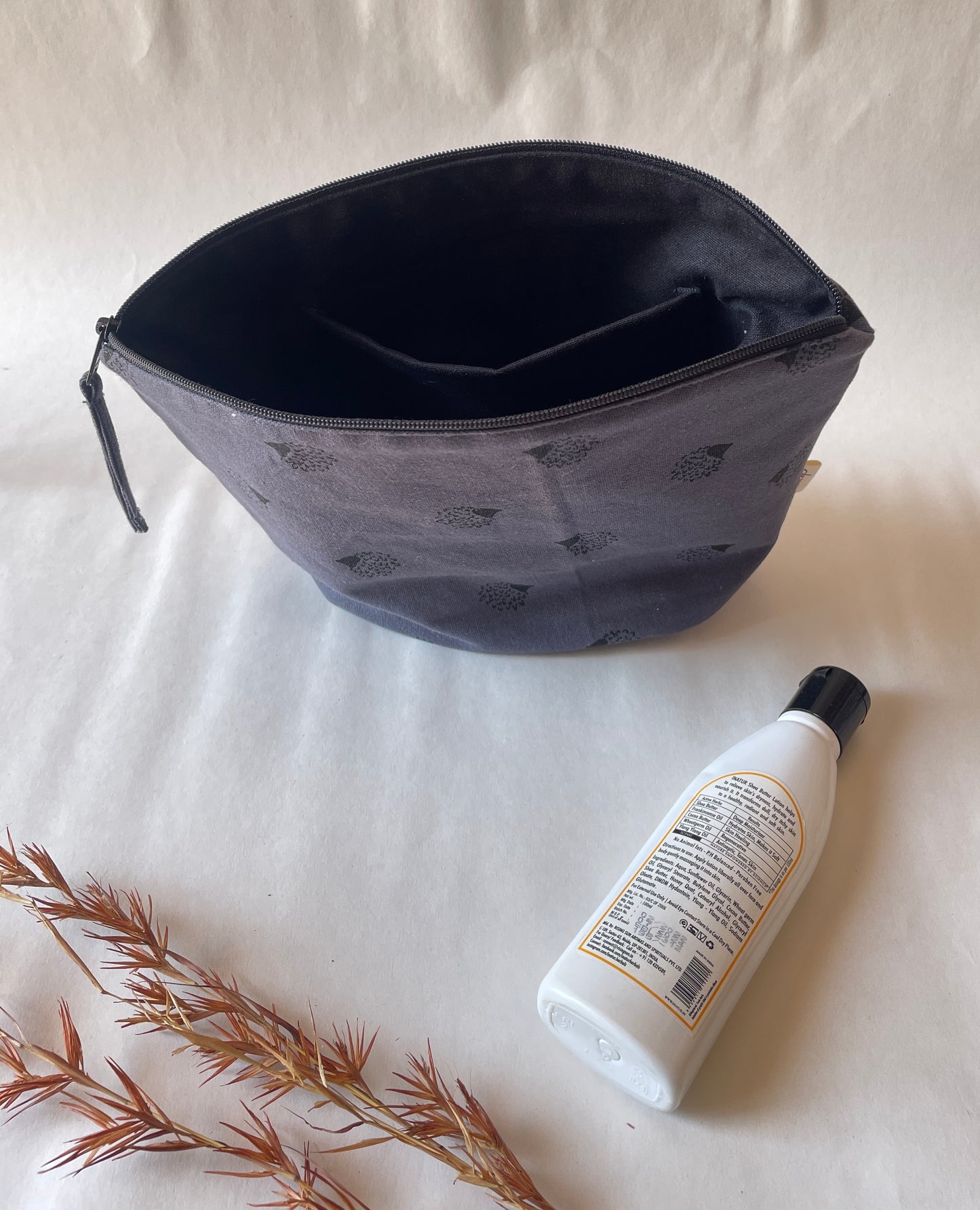 Dark Blue Cotton Canvas Big Pouch