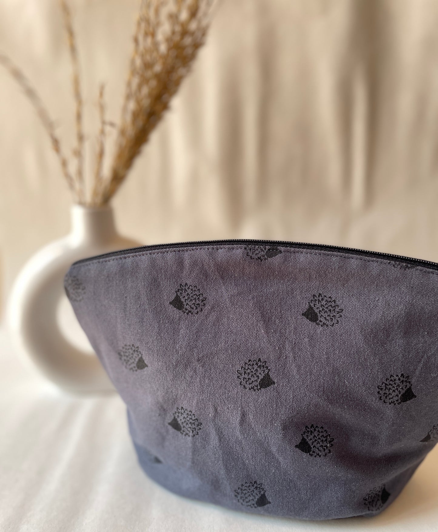 Dark Blue Cotton Canvas Big Pouch