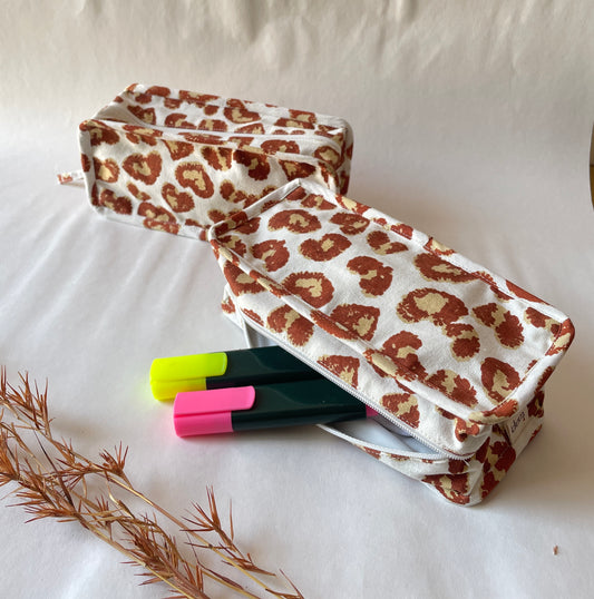 Leopard Cotton Canvas Box Pouch – Compact Storage with a Sharp Edge