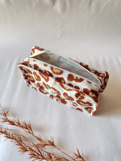Leopard Cotton Canvas Box Pouch – Compact Storage with a Sharp Edge